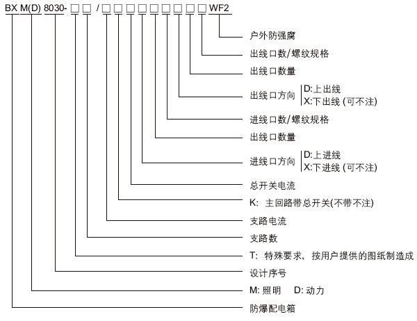 安徽BSport体育官网防爆电气有限公司BXM(D)8030系列防爆防腐照明配电箱型号含义
